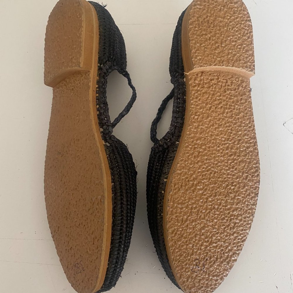Handmade Rafia Dorsay Flats Sandals - Picture 7 of 8